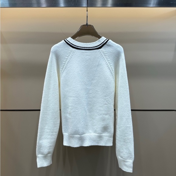 White Cardigan with Black Trim - Picture 2 of 4